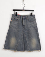 Bamit Vintage Washing Slit Midi Denim Skirt