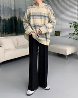 ストライプラウンドニットウェア/NI Striped Round Knitwear (2 colors)