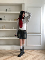 Poltz y2k pleated mini denim skirt