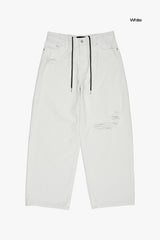 ピュアホワイトデストロイデニムパンツ