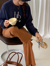 ハートロゴクロップスウェット/HEART LOGO CROP SWEATSHIRTS (NAVY)