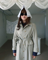 Shirring trench coat khaki