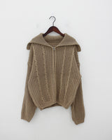 カラプレッツェルニットジップアップ / Kara pretzel knit zip-up (5color)