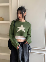 リムグリーンスタークロップニット