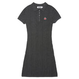 SMALL CHERRY CABLE KNIT DRESS [MELANGE GRAY]