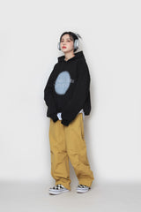 スプレーペインティングエンブロイダリーフーディ / Spray Painting Embroidered Hood