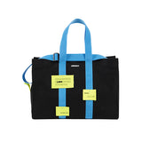 コットン 2WAY キャンバスバッグ / COTTON 2WAY CANVAS BAG-BLACK+SKY