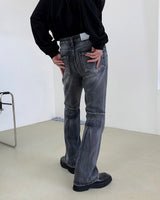 オールブラッシュバックスリットブーツカットデニム/MG608 All Brush Back Slit Bootcut Denim