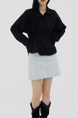 スリムボタンシャツ/Slim button shirt (2color)