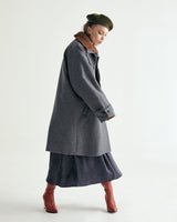 UNISEX WOOL RAGLAN HIDDEN COAT W - TWILL GRAY (6636060770422)