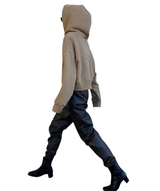 エンボスクロップドフーディー/Emboss Cropped Hoodie-BEIGE