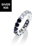 [S925]ハーフテニスリング/[S925] Black Half Tennis Rilng (silver)