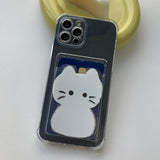 White Sketch Some Cat Card Storage Phone Case