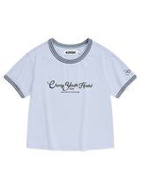 COLOR COMBINATION CROP T-SHIRT [SKY]