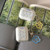 ブルーフラワーエアーポッズケース/Blue flower air pods case