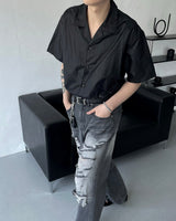 コーティングオープンカラーハーフシャツ/FL Coating open collar half shirt (2 colors)