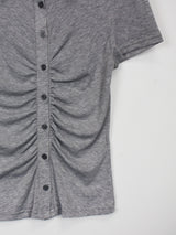 ティアショートスリーブボタンTシャツ/Tear Short Sleeve Button T-shirt (4color)