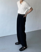 キコスコッチショートスリーブカラーニットウェア / OWN Kiko Scotch Short-Sleeved Collar Knitwear (2 colors)