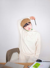 0MW tough cutting hoodie_cream
