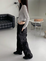 ティシャボカシコルセットトングクロップド長袖Tシャツ / Tisha Bokasi Corset Thong Cropped Long Sleeve T-Shirt