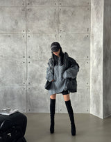 Oversized fit leather padded vest