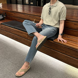 オンスリネン3ボタンカラー半袖ニットウェア / Oz Linen 3 Button Collar Short-Sleeved Knitwear (5 colors)