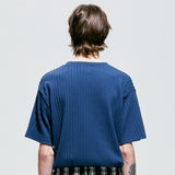 ジャカードニットTシャツ / jacquard knit t-shirt blue
