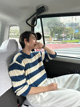 LMN Twisted Stripe Round Knitwear (3 colors)