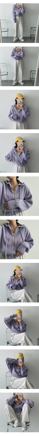 キャンディーニットウェアフードジップアップ / candy knitwear hooded zip-up