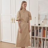 [LINE] D Ring Button Wrap Dress (6696311914614)