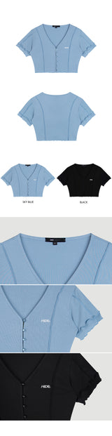 HIDE Lettuce Edge Cardigan Top (Sky Blue) (6570972840054)