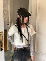 Muran brush fur short sleeve cardigan