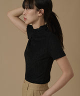 HALF SLEEVE HIGH NECK TOP