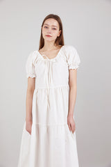 ロマンティックシャーリングロングワンピース / Romantic Shirring Long Onepiece Ivory
