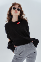 ロゴホールウォーマーニット / logo hole warmer knit_black