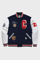 Grand Baseball Navy & White Unisex Varsity Jacket