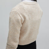 heart crochet knit cardigan beige