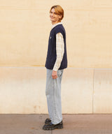マークオーバーサイズニットベスト/RCH mark oversize knit vest navy