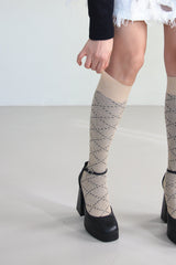 shiny pattern knee socks