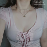 ゴールドレースハートレイヤードネックレス