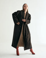 UNISEX FAKE NUBUCK MAXI COAT W - DARK BROWN (6636063457398)