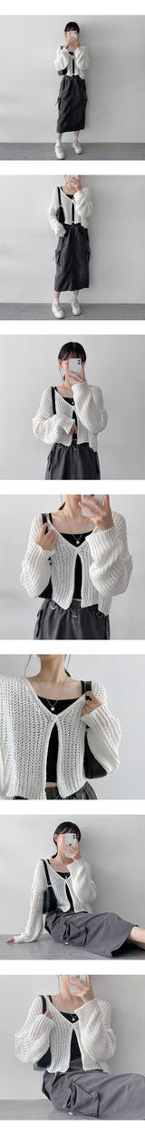 ピーチワンボタンニットカーディガン / Peach One Button Knit Cardigan