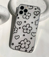 フラワーブラックハートラインフォーンケース / Flower Black Heart Line Phone Case
