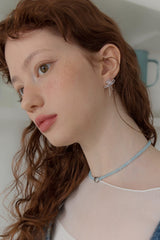 クリスタルウィズリボンタイピアス/Crystal with ribbon tie earring (3colors)
