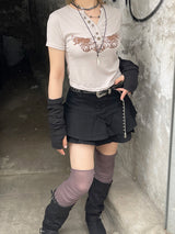 Y2k リブドクロップドウィングスTシャツ / Y2k Ribbed Cropped Wings T-Shirt