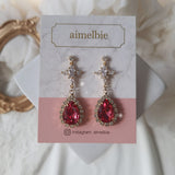 Romantic Queen Waterdrop Crystal Piercing - Rosepink