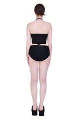 2ウェイホルタースパンクロップスリーブレストップ/2-way halter span crop sleeveless top (black)
