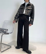 フレンチ レザー クロップジャケット / MO French Leather Cropped Jacket (2 colors)