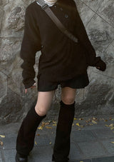 Diagonal Button Loose Fit Bookle Knitwear