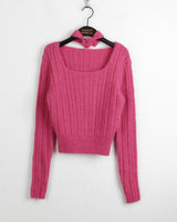 Rucle Choker Set Wool Square Neck Ribbed Knit